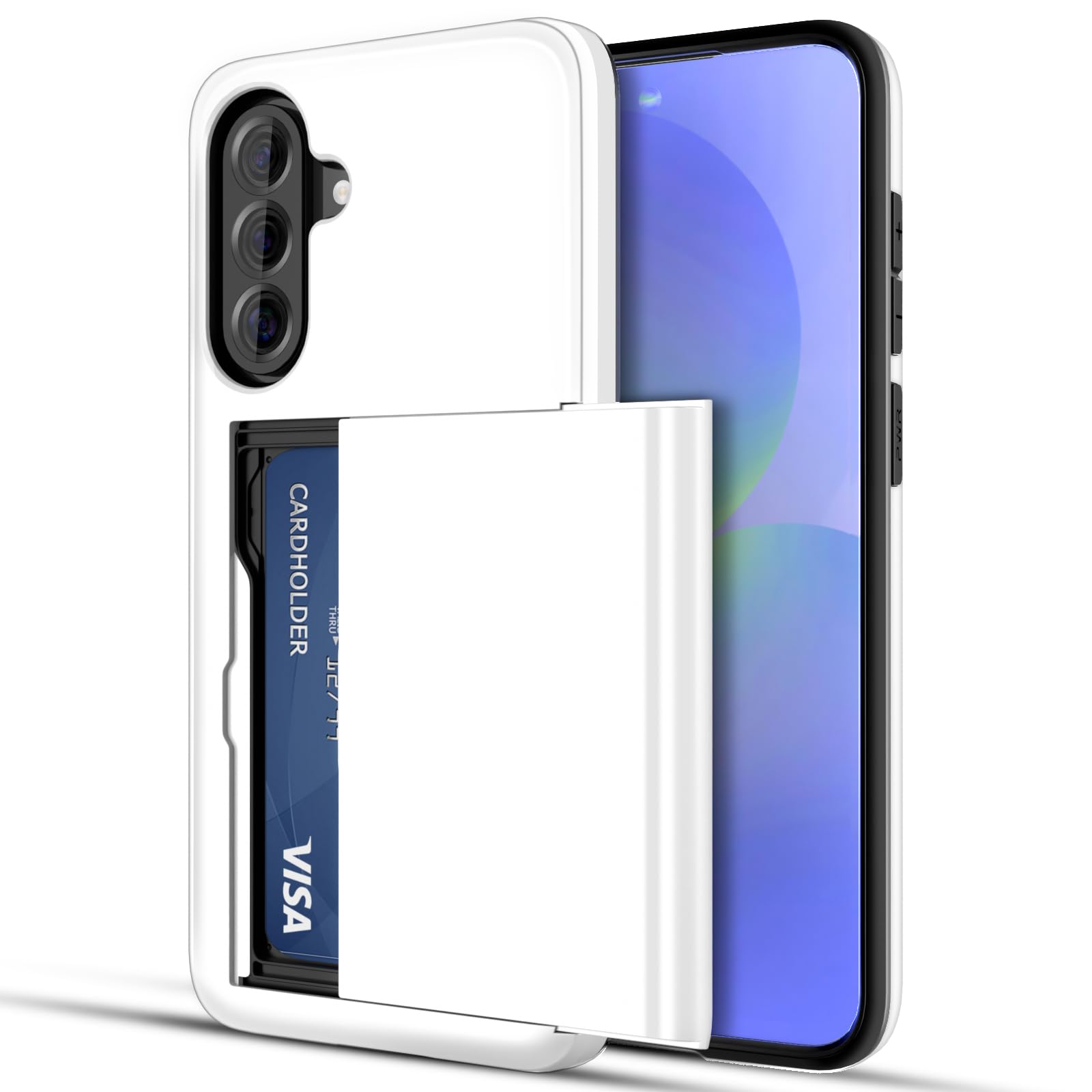 Jiunai for Samsung Galaxy A36 5G Case, Wallet Card Holder for 2 Cards License IDs CC, Hidden Slide Pocket Protective Phone Cover for Samsung Galaxy