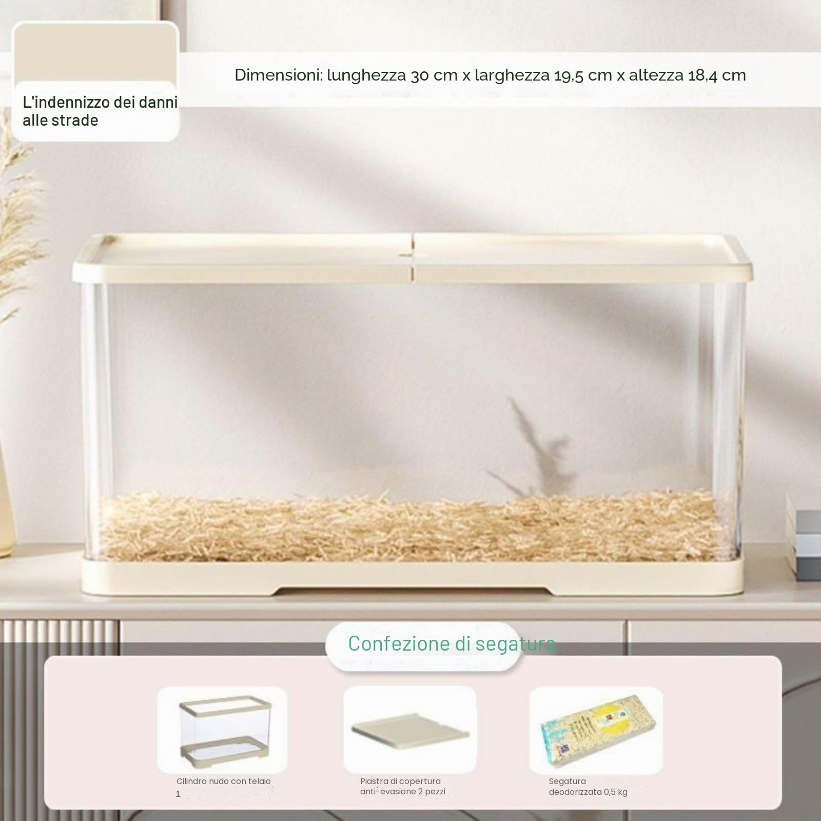 Gabbia Panoramica per Criceto 360° in Plastica - Casa Confortevole con Design di Aerazione, Telaio Incorporato, Villa Capanna