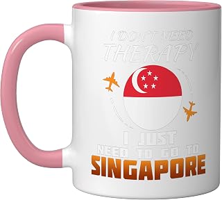 Singapore Flag I Vacation Gift I Funny Singapore Ceramic Mug, Pink/White