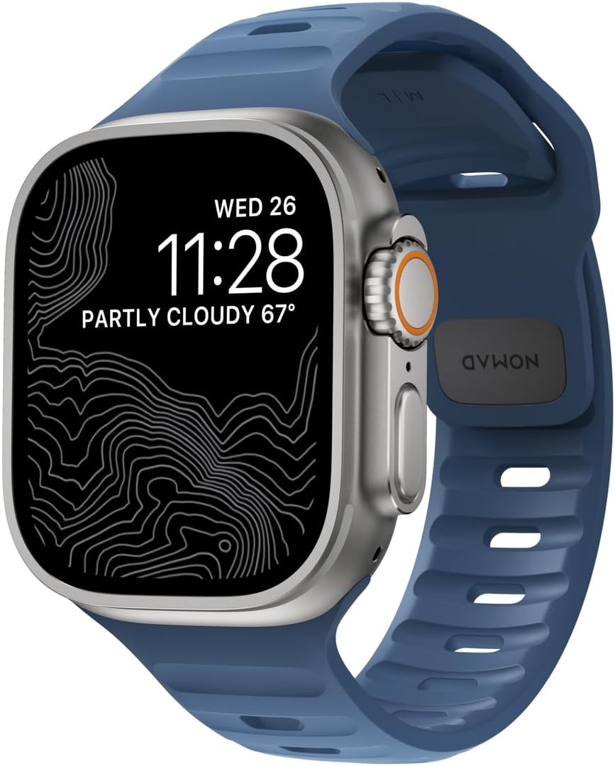 Nomad Sport Band - 45mm | Naval Blue Apple watch ultra 2 band, Designed to give your Apple Watch a modern and athletic look for intense workouts and everyday wear, Compatible with New Series 11, Ultra 1-3, Series 1-10, and SE