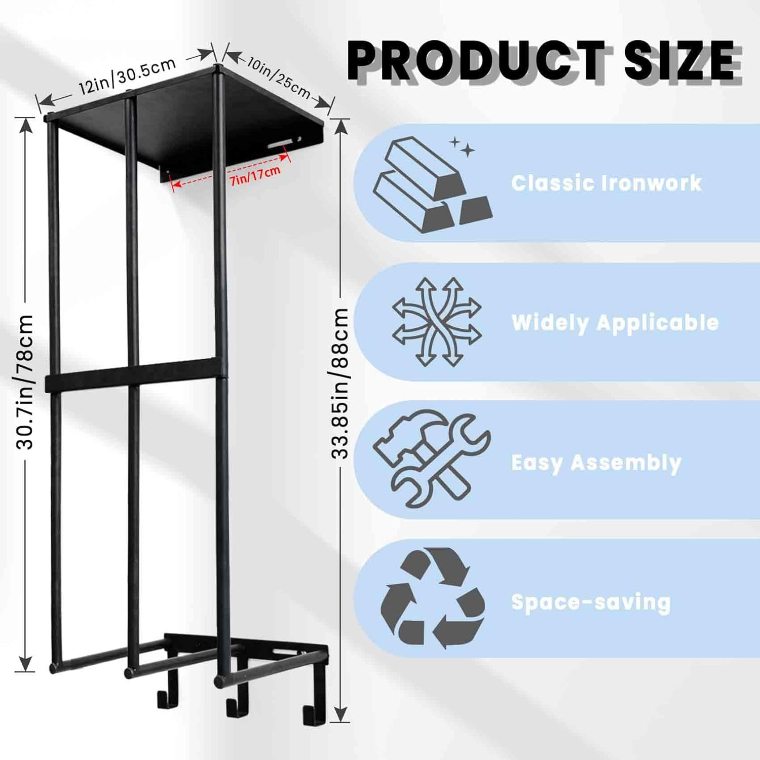 Camping Chairs Storage for Garage - Metal Camping Chair Wall Holder for Garage Organization, Camping Chair Storage Racks with 3 Hooks, Beach Chair Umbrella Wall Storage Rack