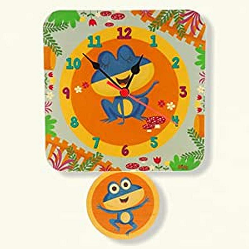 Dida - Ranocchi, Orologio a Pendolo da Parete per Bambini con Animali in Legno, Arreda e Rallegra la Cameretta dei Bimbi e ogni Ambiente della Casa, Prodotto Made in Italy