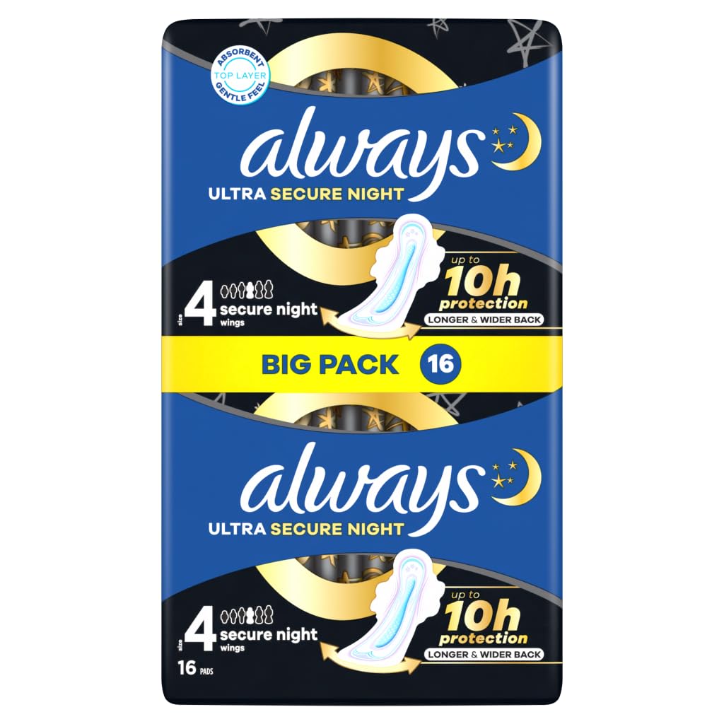 Ultra Sanitary Towels Secure Night With Wings 16pk