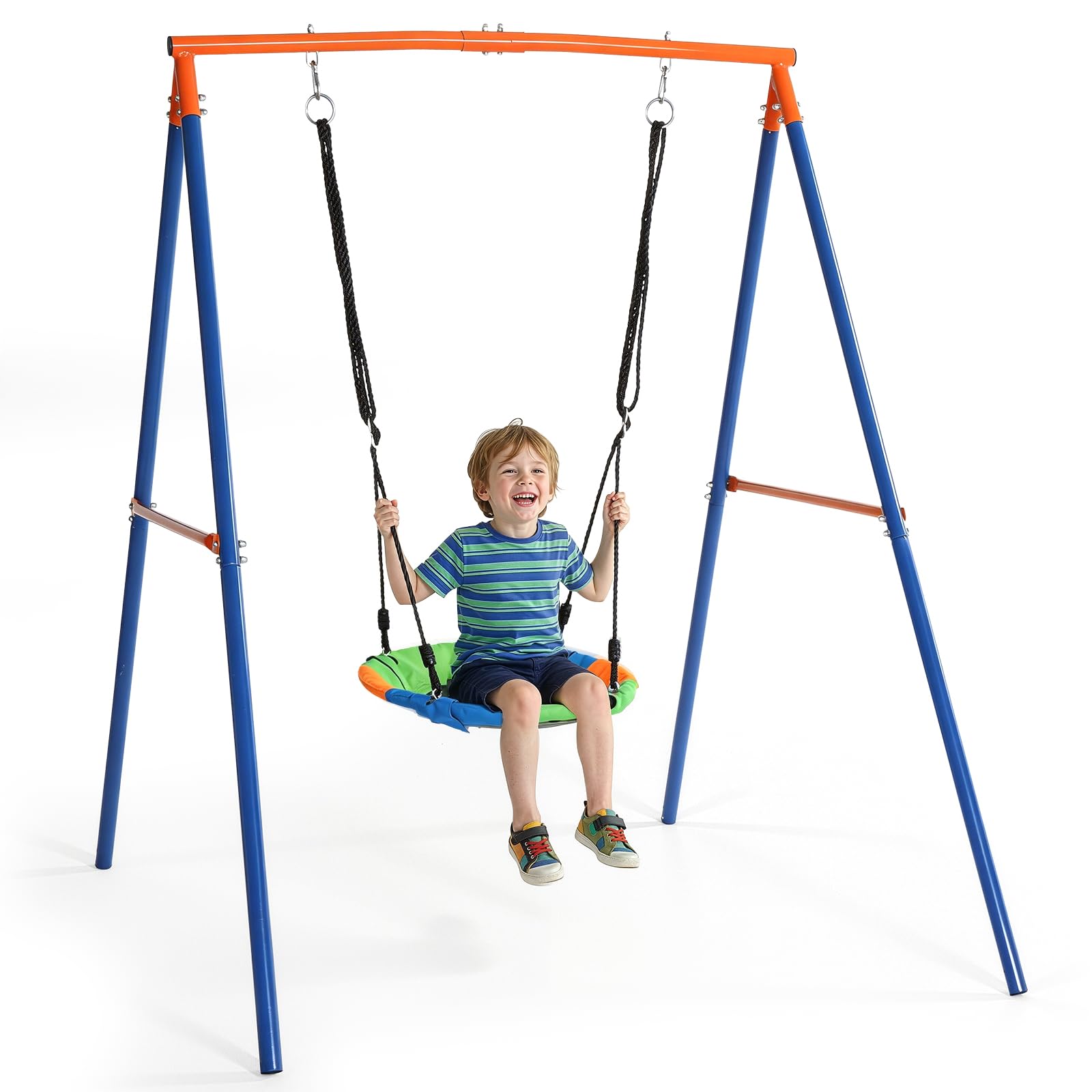 LEADZM Altalena da esterno per bambini con ancoraggio a terra, struttura a dondolo con struttura, portata 100 kg, 144 x 175 x 181 cm