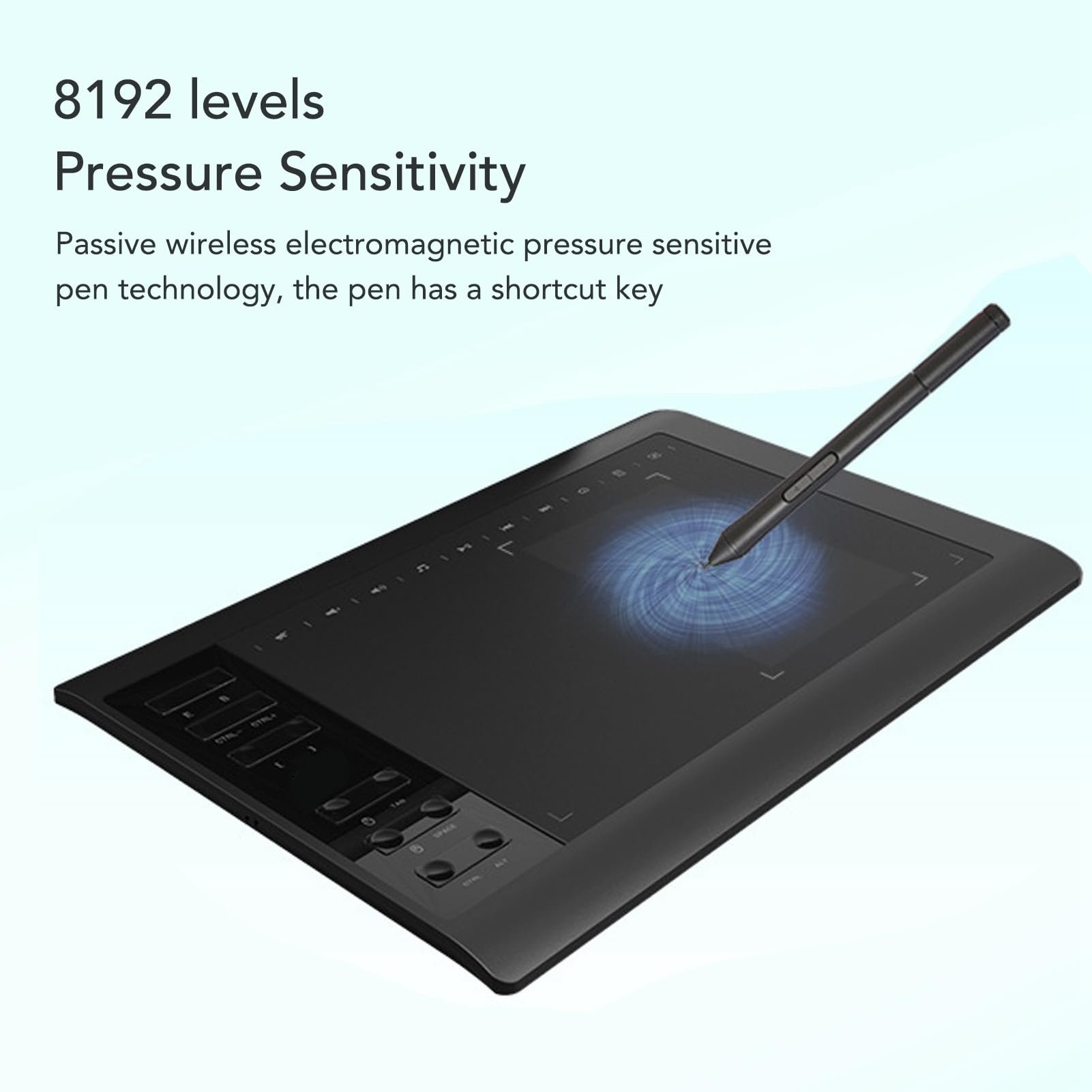 Tablet gráfica para Dibujo con sensibilidad a la presión de 8192 Niveles, 233 PPS y 5080 LPI; Tableta de Arte Digital para Ordenador de Escritorio, portátil y Android; 12 Teclas de