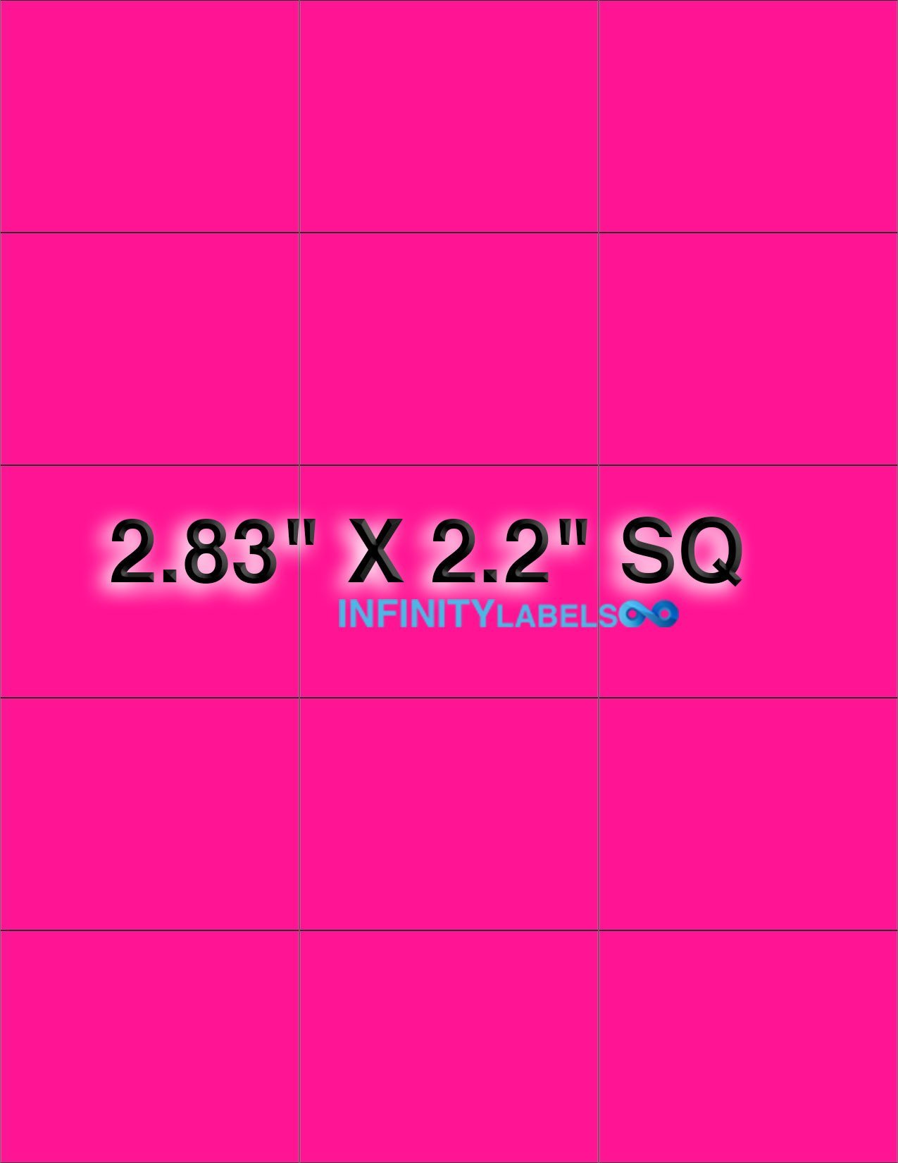 500 Laser Label Sheets, Fluorescent Pink Paper 2.83in. x 2.2in. Supplied 15 Labels Per Sheet.
