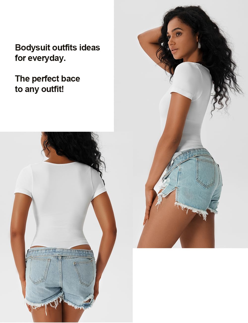 MOVWIN Women’s Bodysuit Tummy Control Seamless Short Sleeve Body Suit Shapewear Thong Square Neck Body Sculpting Shaper - Image 4