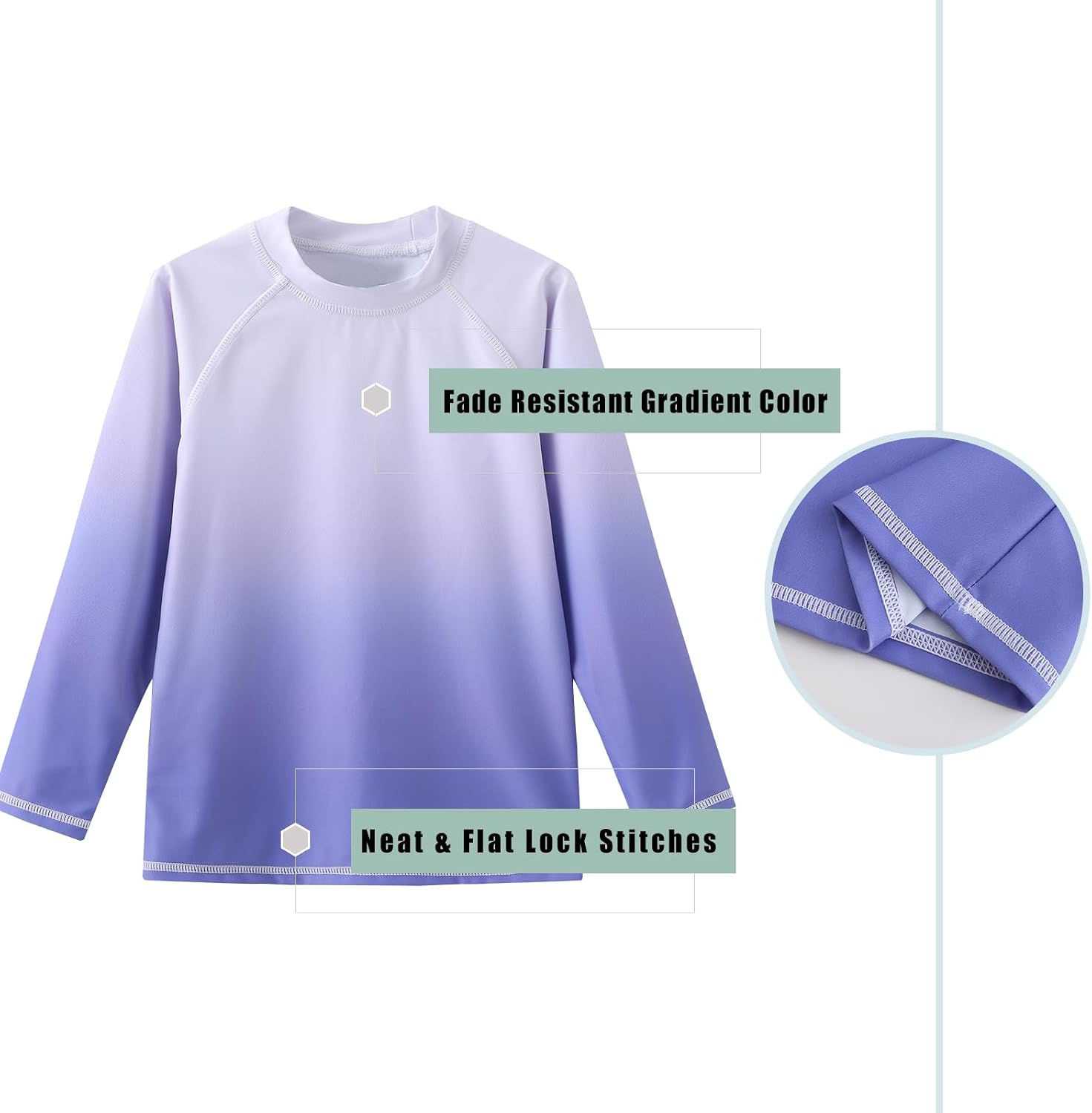 Girls Long Sleeve Swim Shirt Rash Guard for Girls One Piece Bathing Suits with UPF 50+ Sun Protection 3-16 Years
