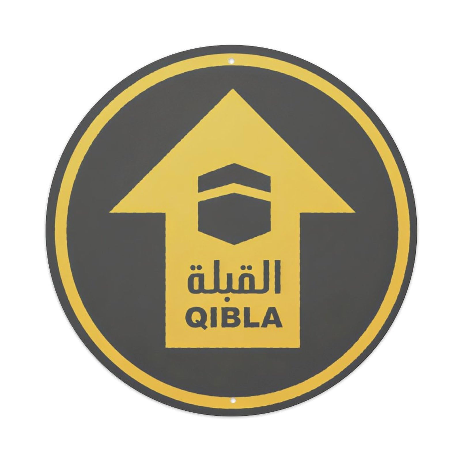 Ldfuieksufg Style Qibla Direction Muslim Prayer Indicator Sign Vintage Aluminium Metal Sign, Retro Wall Decor For Home, Bar, Garage & Farmhouse 20X20cm