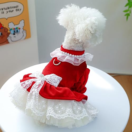 Miniatura 4 de Vestidos de cachorro para niñas, perros pequeños, vestido de Navidad para perro, vestido de princesa de encaje, falda de tul para perro, ropa de