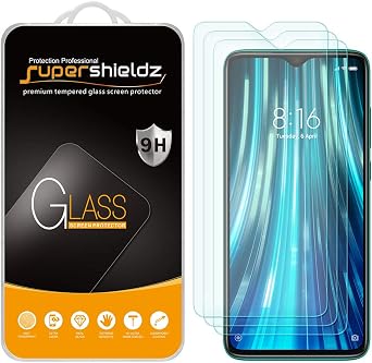 Supershieldz 3 Pack Designed for Xiaomi Redmi Note 8 Pro Tempered Glass Screen Protector, Anti Scratch, Bubble Free