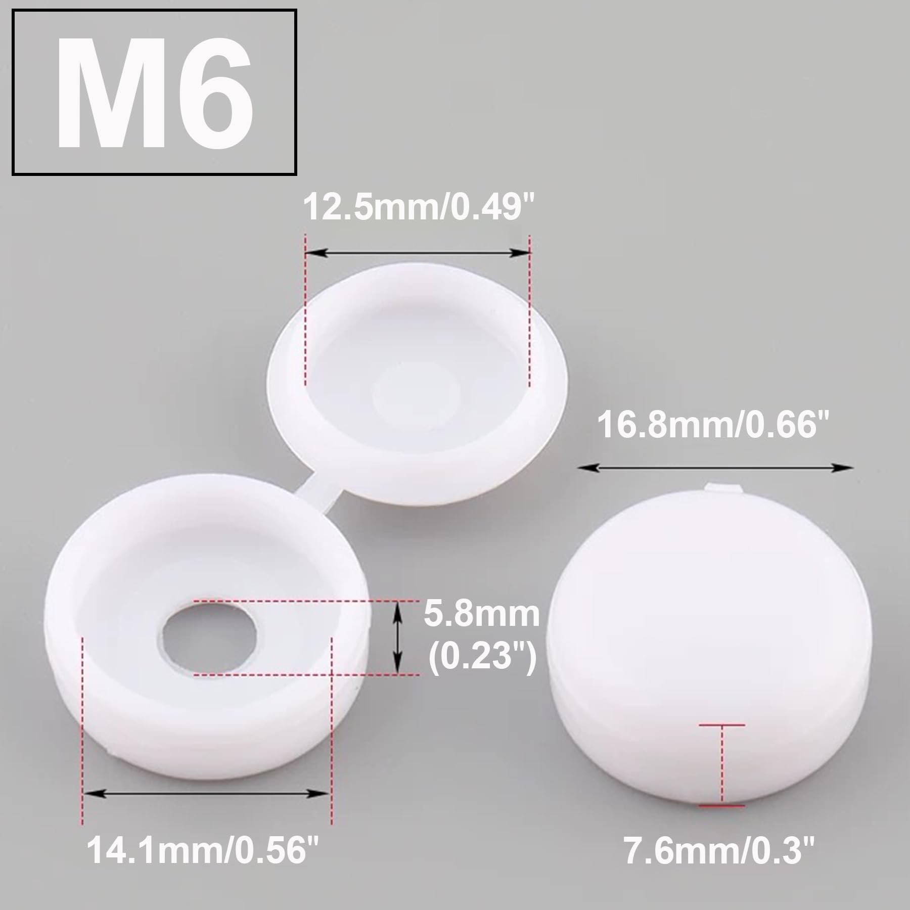 LEPEVNEY White Plastic Hinged Screw Cover Caps 5.8mm Hole Fold Snap Washer, 50 Pieces Pack - Image 2