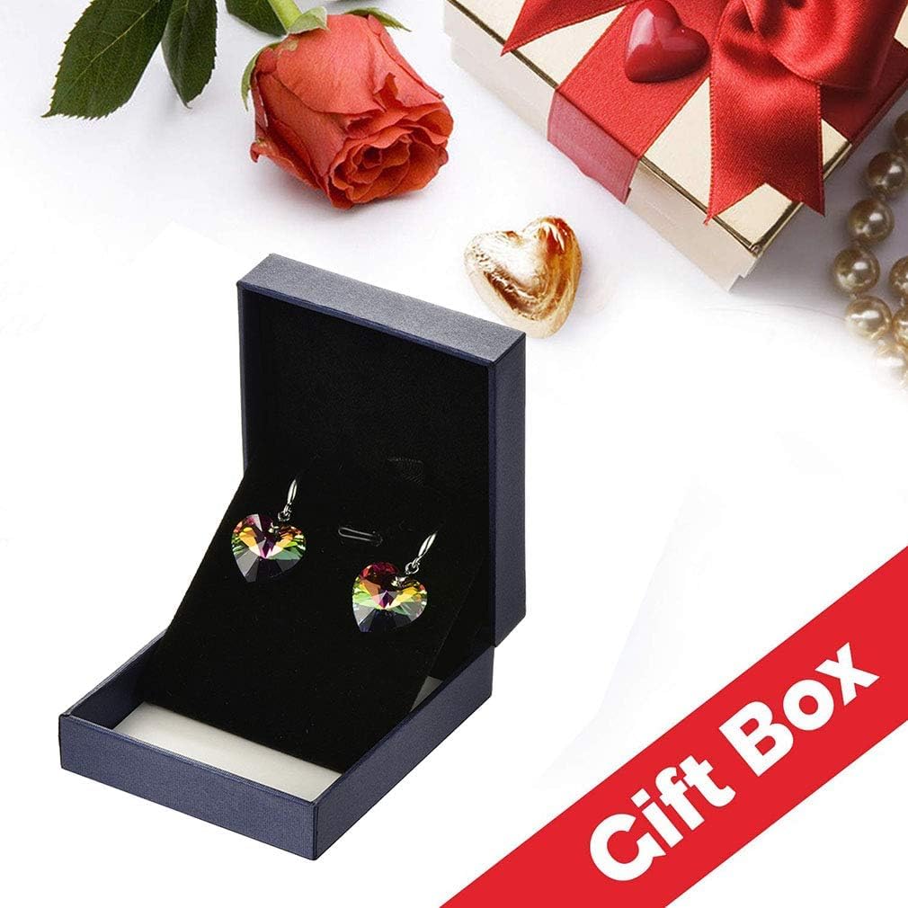 Austrian Crystal Heart Drop Dangle Earrings for Women 925 Sterling Silver Hook Hypoallergenic Earring - Image 6