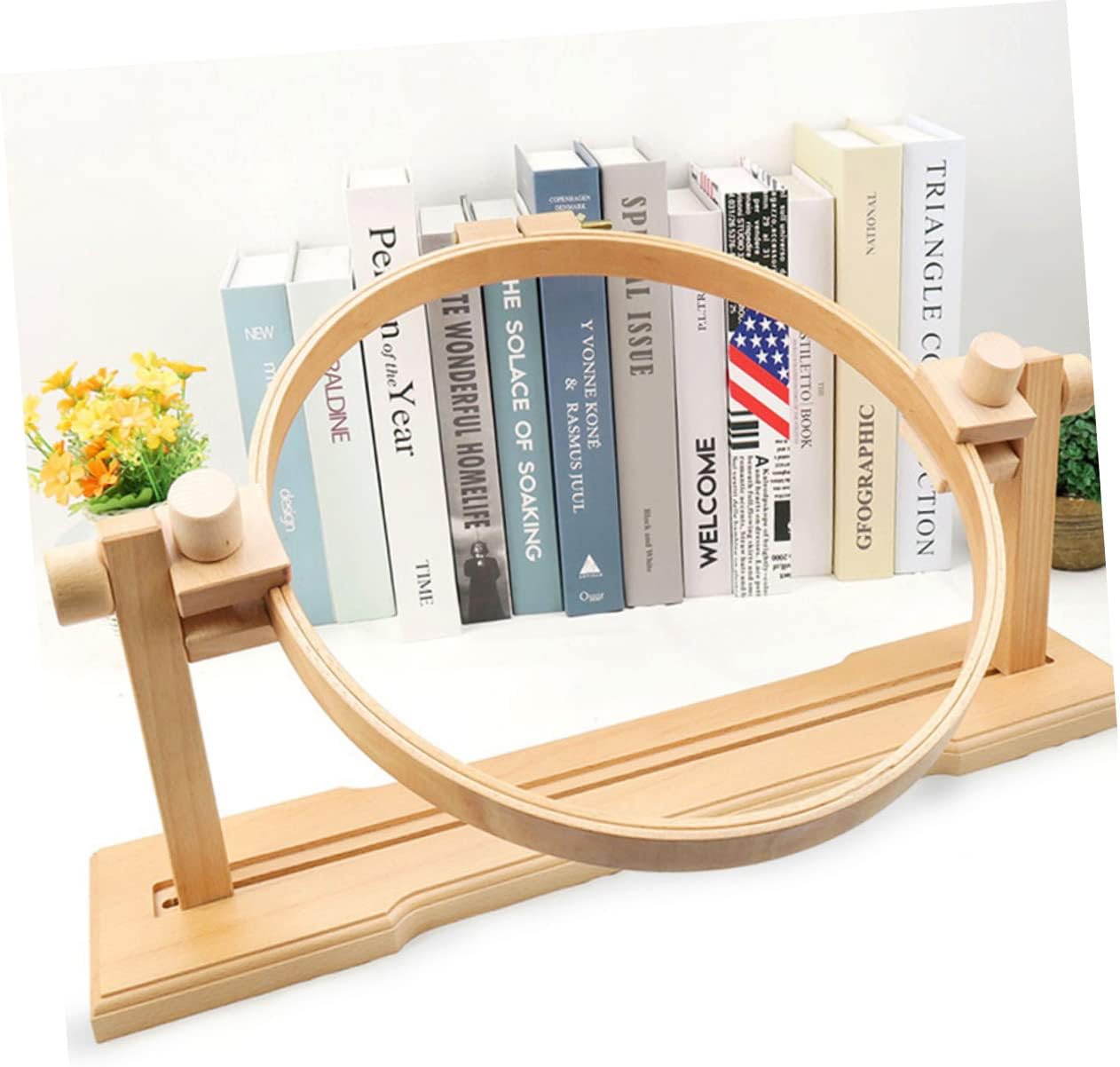 Hohopeti Wooden Embroidery Stand Beech Cross Stitch Rack Rotating for Embroidery Supplies Patterns