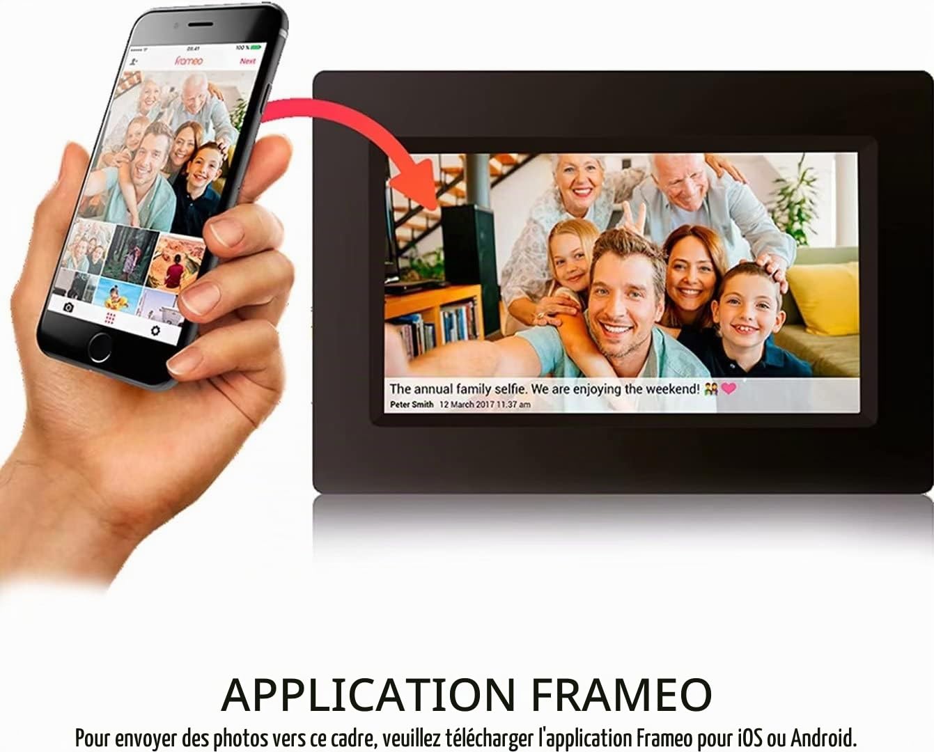 Skylight Frame - Cadre photo numérique Wi-Fi de 25,4 cm - Pour envoyer des photos depuis n'importe où - Écran tactile
