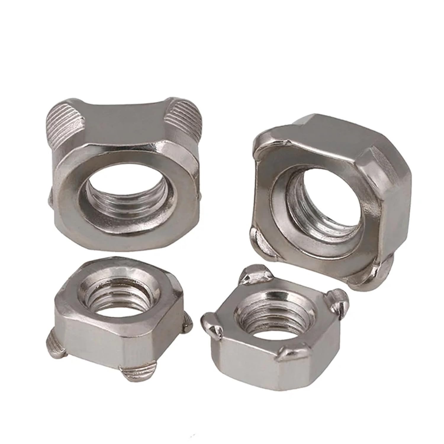 Square Weld Nuts 10Pcs M3 M4 M5 M6 M8 M10 M12 304 Stainless Steel Square Welding Nut Spot Welding of Four Angle Nuts Square Weld Nuts(M5)