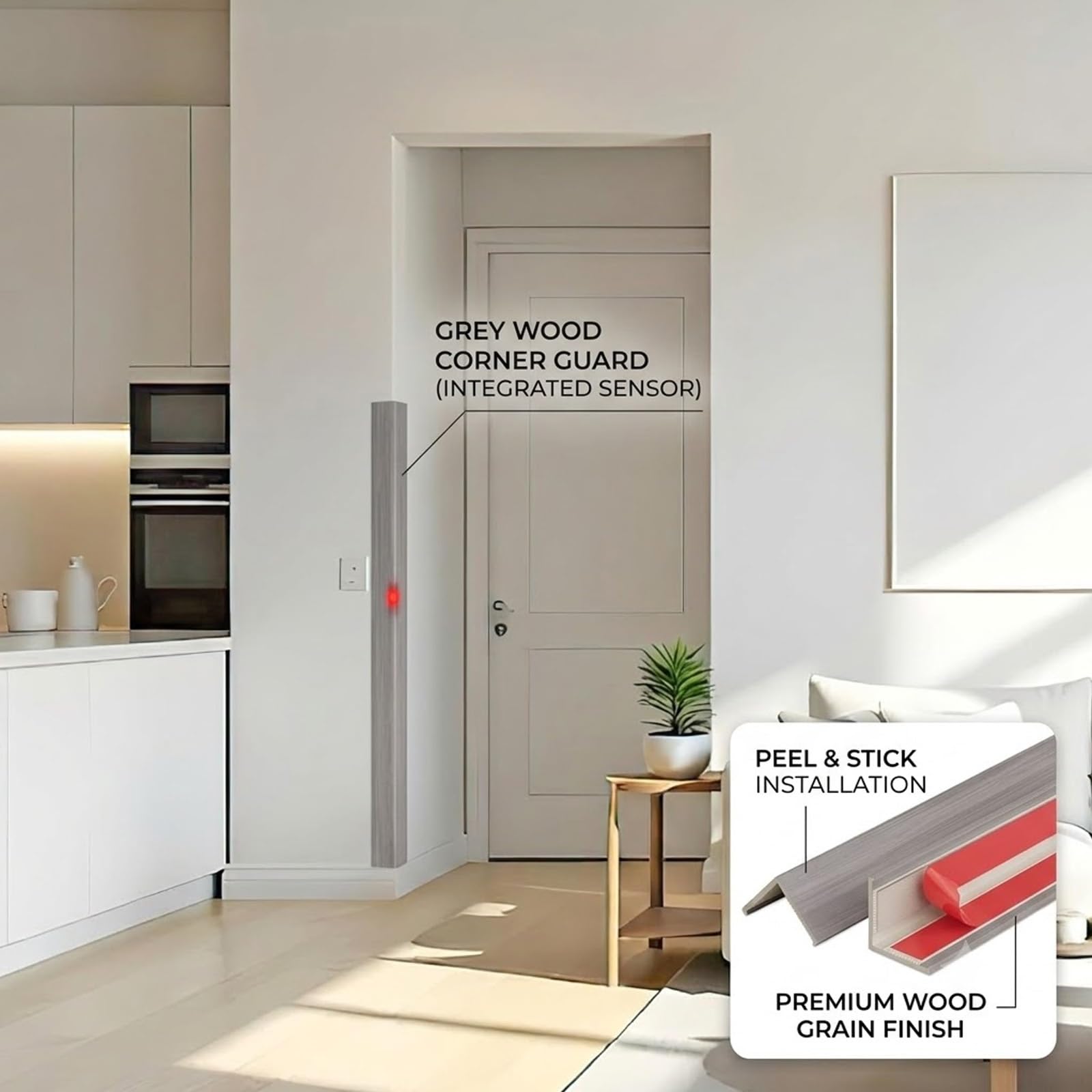 Wand-Eckenschutz PVC Kunststoffwinkel – Selbstklebende L-Profil Kantenschutzleiste in Holzoptik, Multifunktionaler Schutz für Wohnzimmer, Wände & Kanten(Yellow Wood,3.0cmx2.7m(WxL))