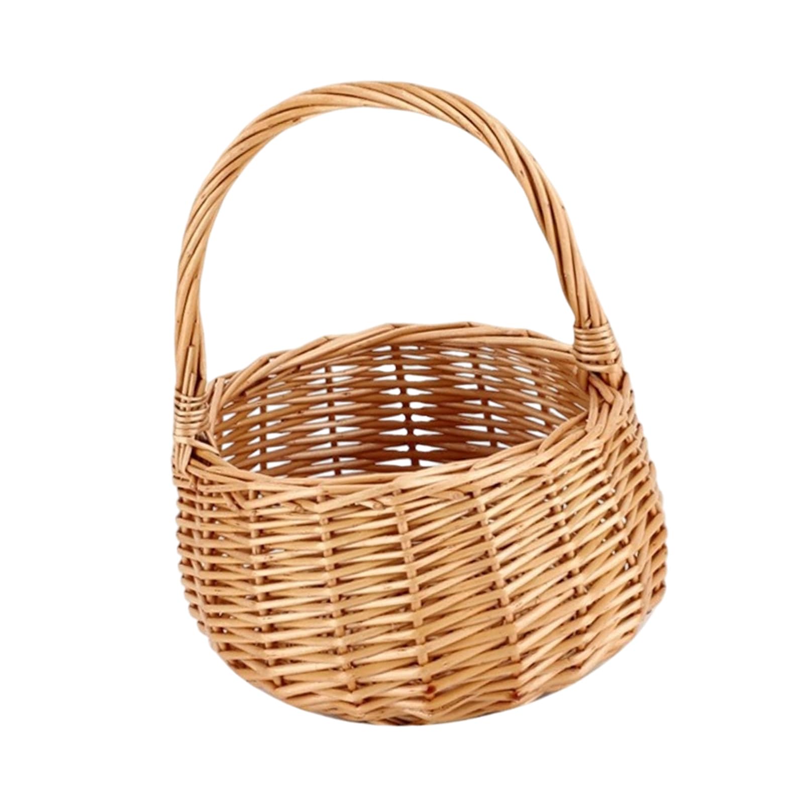 Artistic Wicker Container for Gift Giving and Home Styling Handwoven Flower Girl Basket with Ergonomic Handle Handcrafted Wedding Accessory