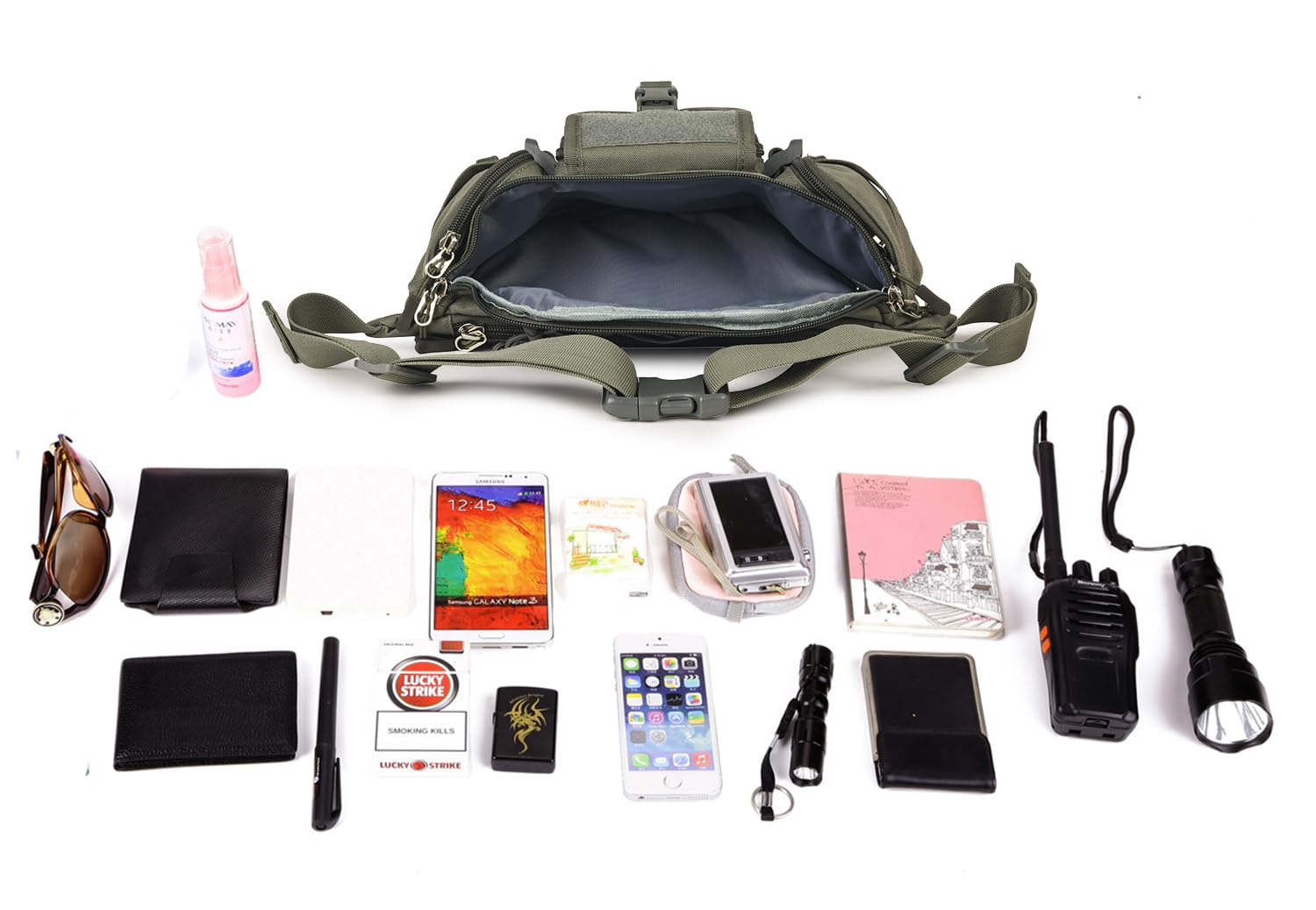 ArcEnCiel Sac banane tactique pour homme avec écusson, convient pour la randonnée, la pêche, le plein air