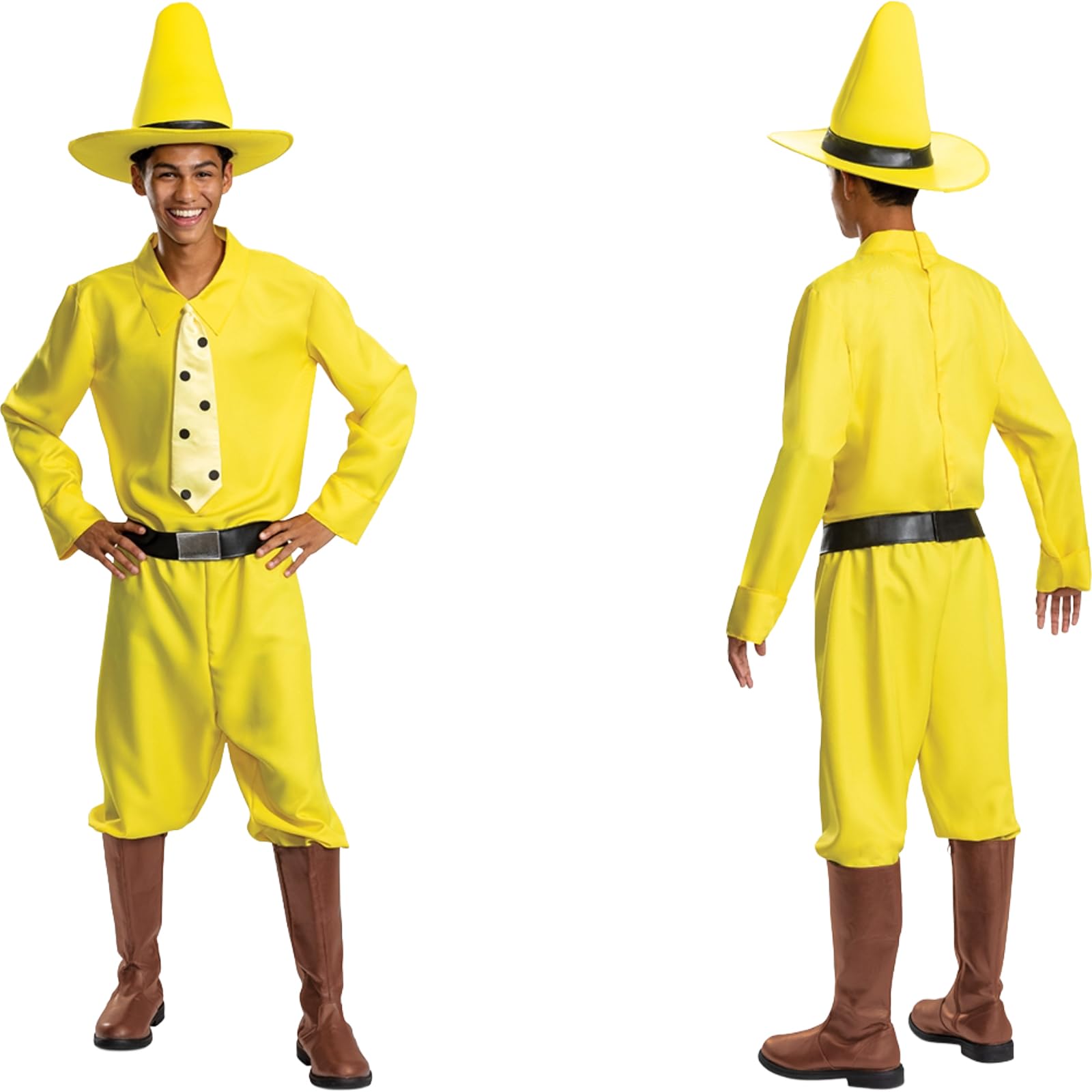 DISGUISE Curious George Person in The Yellow Hat Fancy Dress Costume for Adults