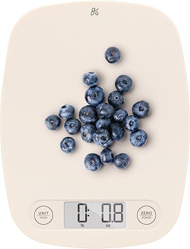 Greater Goods Báscula de cocina esencial, plástico, báscula digital de cocina y báscula de preparación de alimentos, diseñada en San Luis, blanco disponible en Yaxa Venezuela