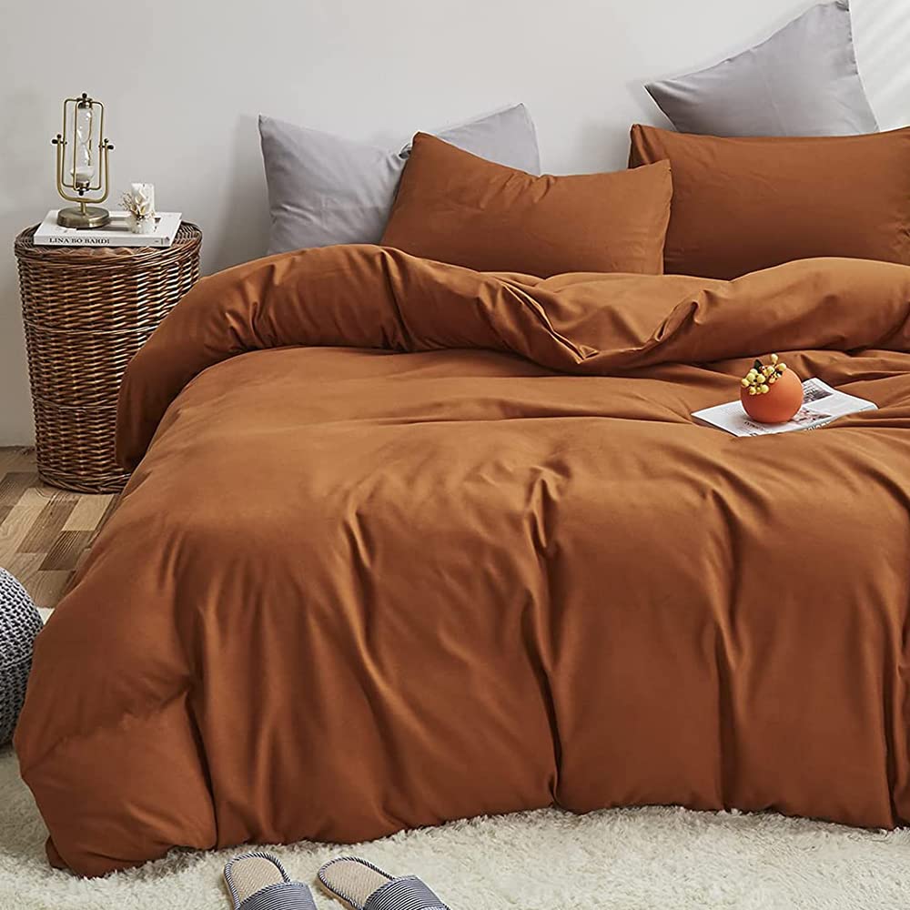 CLOTHKNOW Zestaw kołder z dyni California King Burnt Orange Zestawy Pościeli Terakota Kołdra Cal King Karmel Zestawy Pościeli Miękkie Pomarańczowe Zestawy Kołder Cal King