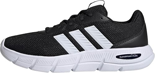 adidas Womens, Cloudfoam Flex Laces Shoes, Black/White/Black, 6, Wide