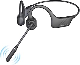 Auriculares Conducción ósea con Micrófono, Bluetooth 5.3 Open-Ear Auriculares Abiertos con micrófono Boom con cancelación de Ruido para el Trabajo, la conducción, la Oficina en el hogar
