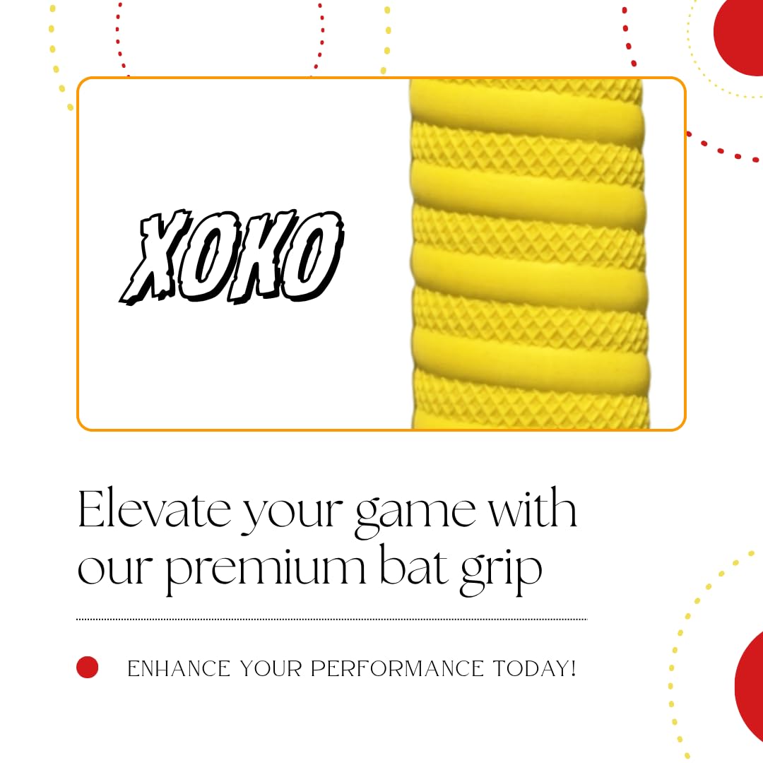 xoko Soft Comfortable 2 Rubber Grips for Better Shock Absorption 1 Gripper Cone for Cricket Bat Handle Accessories (Pack of 3) (RED & YELLOW) 4