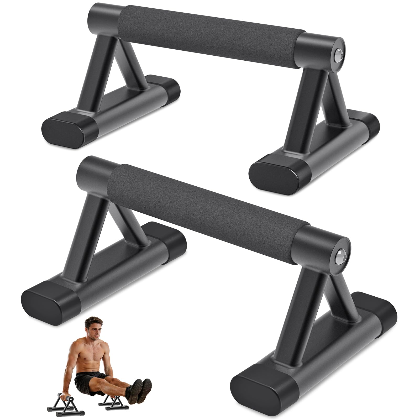 Kipika Barres pour Calisthenics - Barre de pompes et de traction avec poignées en mousse, support sans vacillement pour la main, le siège en L et l'entraînement de force à la maison, capacité de