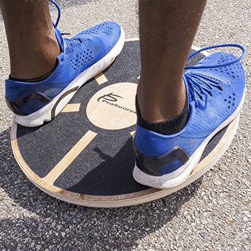 Image of ProsourceFit Wooden Balance Board Non-Slip Wobble Core Trainer 15.75in (39.5cm) Diameter with 360 Rotation for Stability Training, Full Body Exercises, Physical Therapy