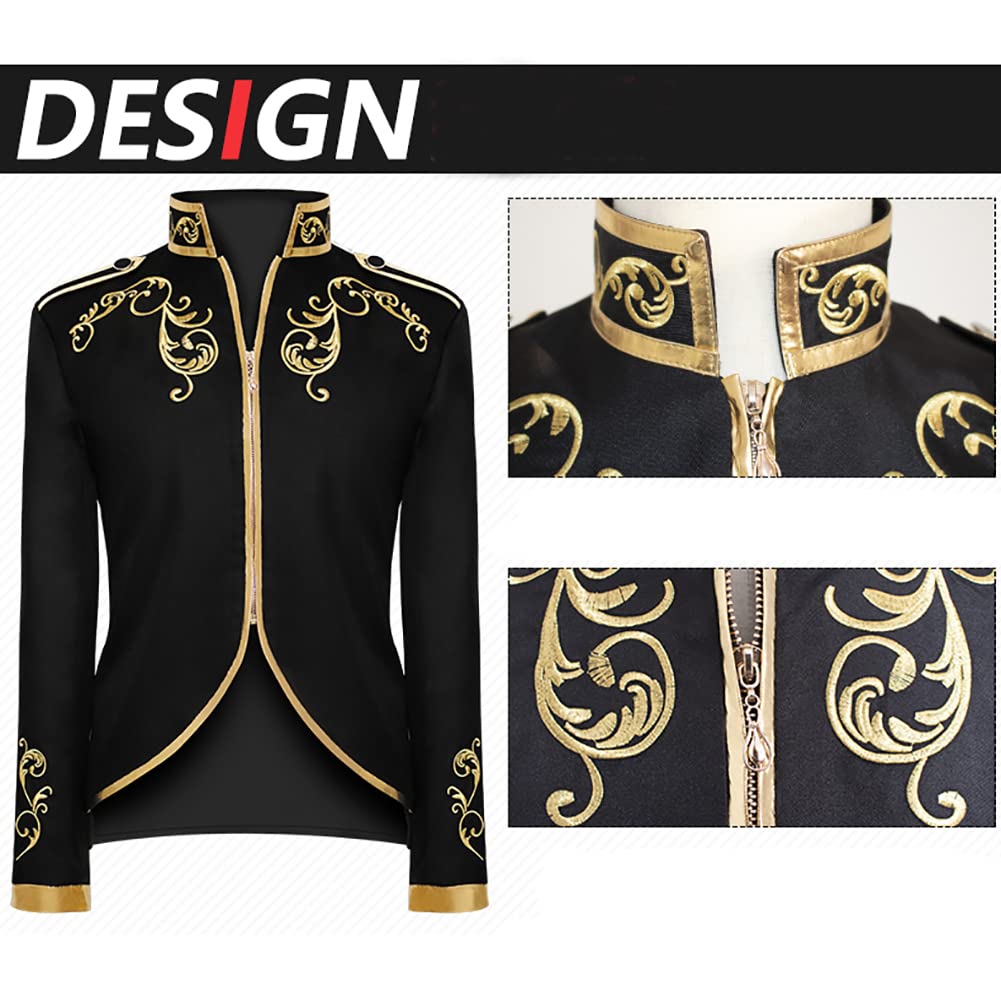 FYMNSI Costume de prince pour homme, blazer, gothique, steampunk, manteau frack pour homme, smoking, costume festif, médiéval, victorien rétro