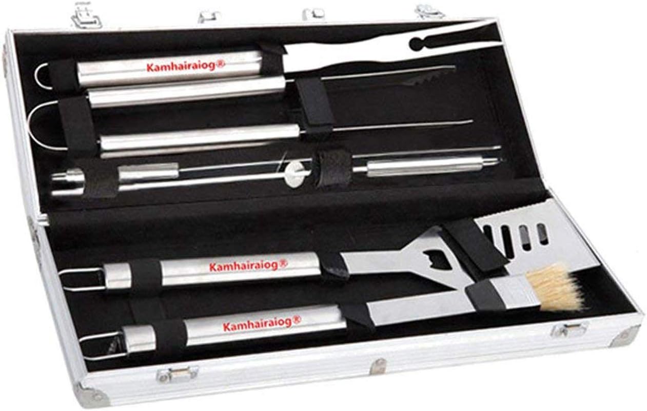 Barbecue Tool Sets 6-Piece BBQ Set BBQ Grilling Tool Set with Barbecue Accessories BBQ Fork, BBQ Shovel, BBQ Oil Brush, BBQ Clip for Picnic, Camping Barbecue Party (6-Piece)