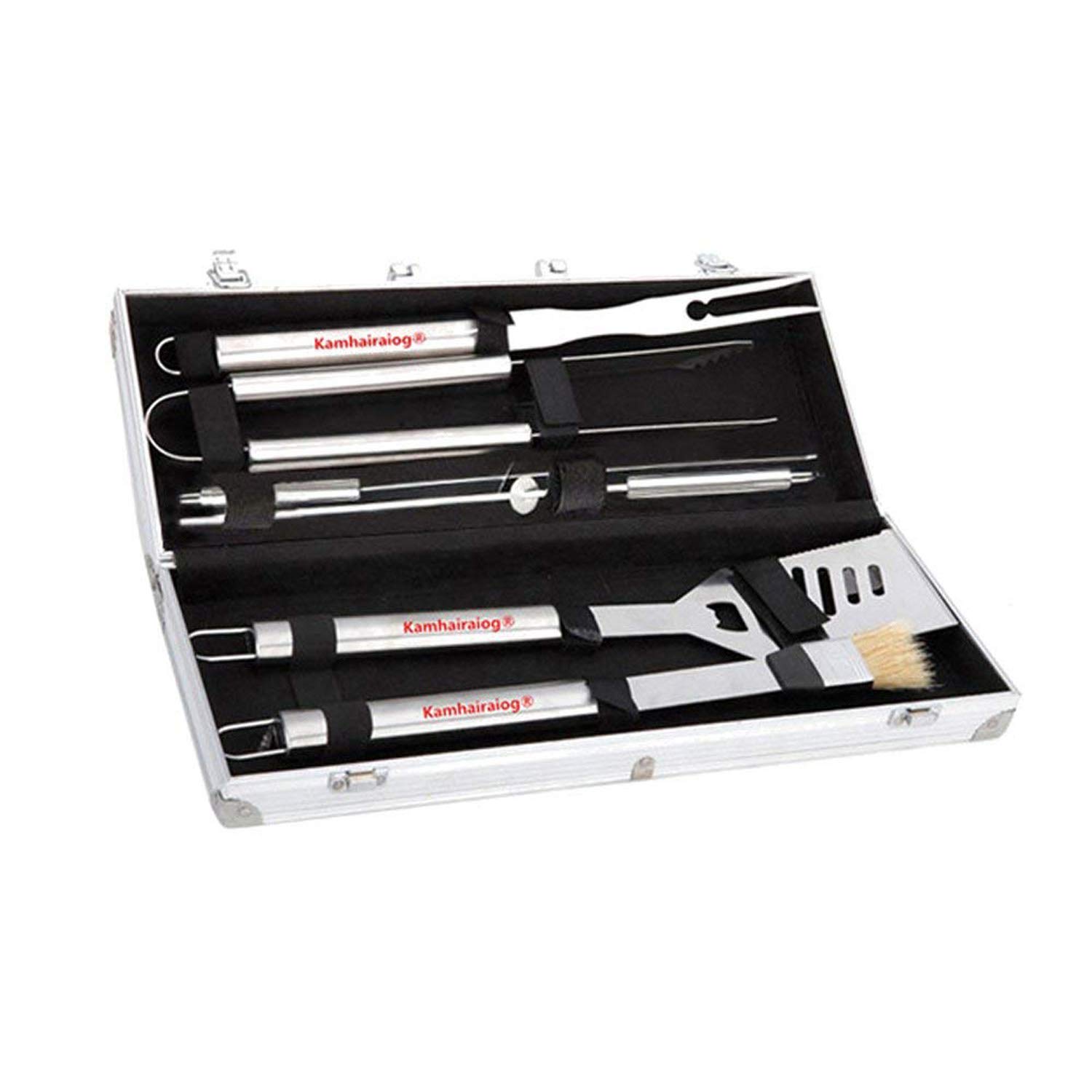 Barbecue Tool Sets 6-Piece BBQ Set BBQ Grilling Tool Set with Barbecue Accessories BBQ Fork, BBQ Shovel, BBQ Oil Brush, BBQ Clip for Picnic, Camping Barbecue Party (6-Piece)