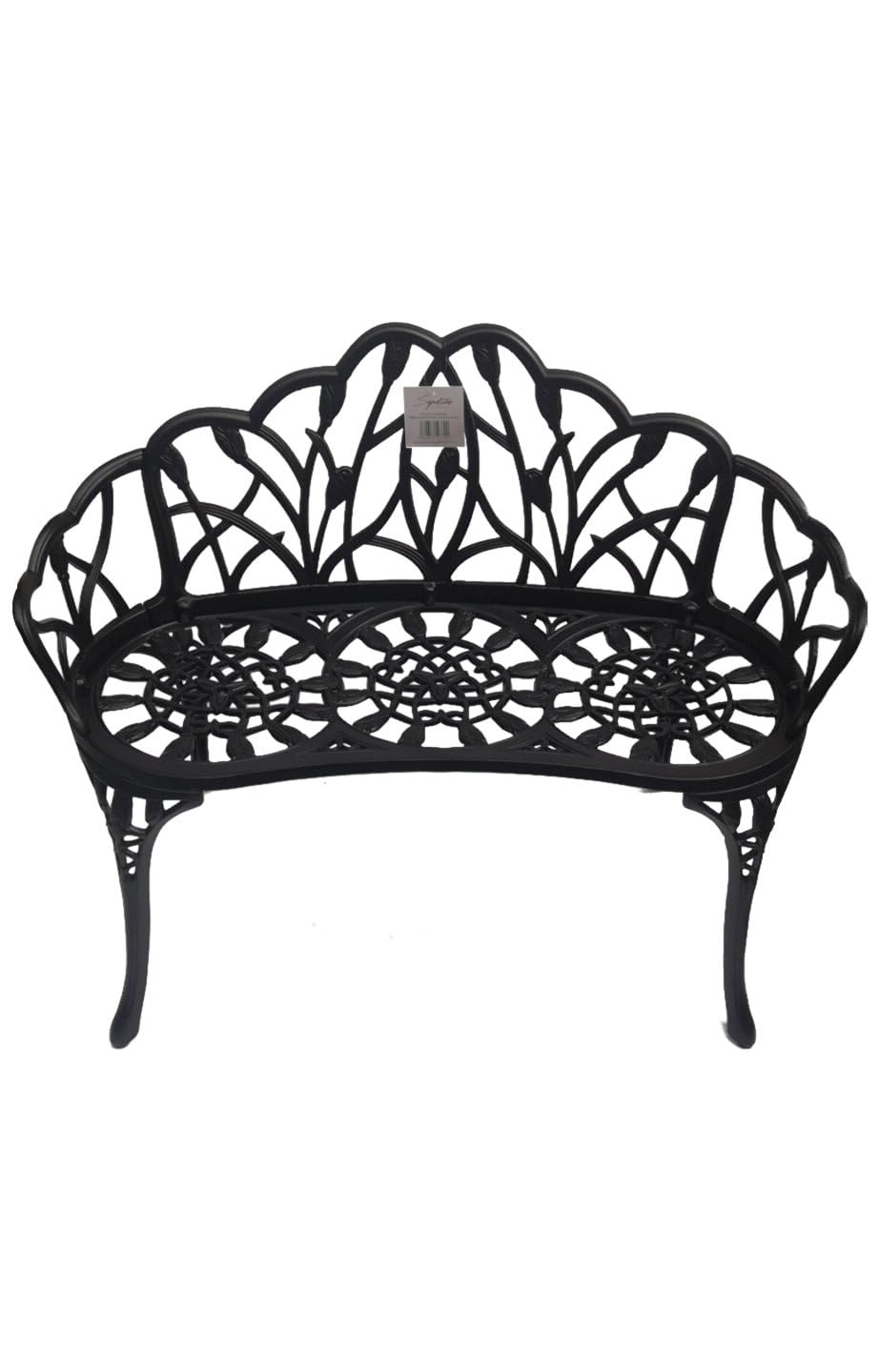 Signature Homes and Gardens SH&G Hembury 2 Seater Bench | Black Aluminium with Cream Cushion | Indoor & Outdoor