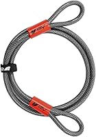 Vista 1 de BV Candado de seguridad de cable resistente de 7 pies con bucles – Cable de acero trenzado extra grueso de 10 mm (3/8"), resistente al corte y a