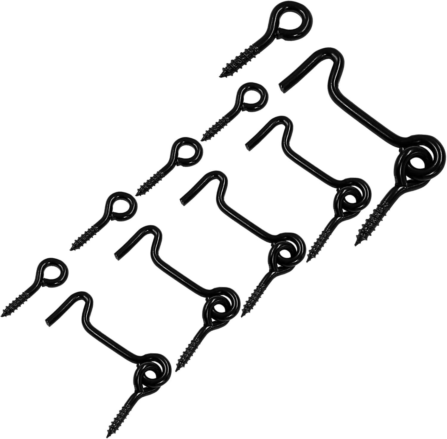 2 Inch Cabin Hook and Eye Latch Lock Black Gate Door Swivel Window Door Hook Carbon Steel Latch Hook Privacy Lock for Sliding Door Barn Door with Screws(5PCS)