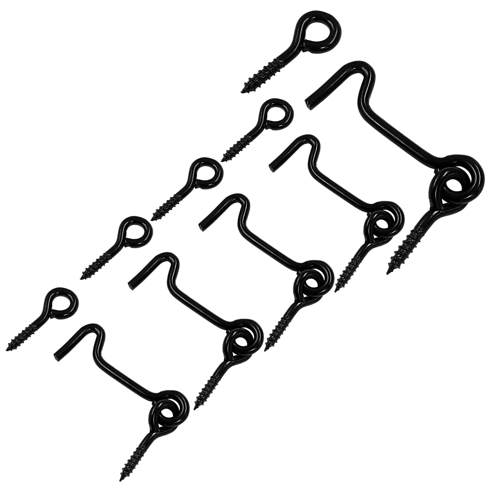 20-Pack 2-Inch Black Hook And Eye Latch – Carbon Steel, Small Swivel Window Latch With Mounting Screws, For Sliding Door, Barn Door, Gate, Cabinet