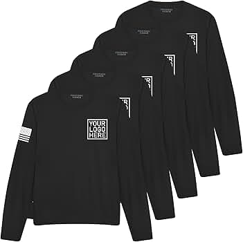 5 Pack Custom Dry Fit Long Sleeve Shirts for Men, Add Your