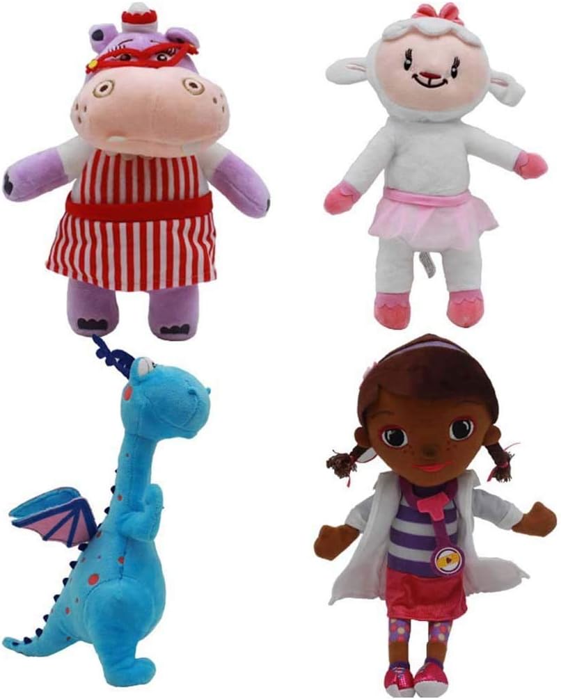 FEIDIAO 4pcs/set Doctor McStuffins Plush Toys Dinosaur Stuffed Doll Baby Dr McStuffins Comfort Plush Doll