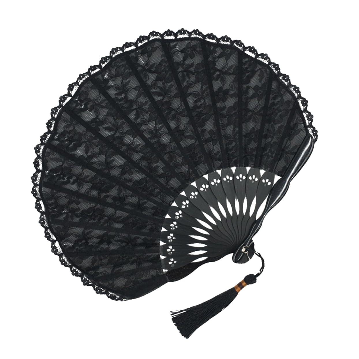 STOBAZA 4stücke Handgefertigte Retro Fächer Spitze Design Faltbare Japanische Stil Handventilatoren Für Damen Hochzeits Und Partysouvenirs Schwarze Oberfläche Mit Spitzenverzierung