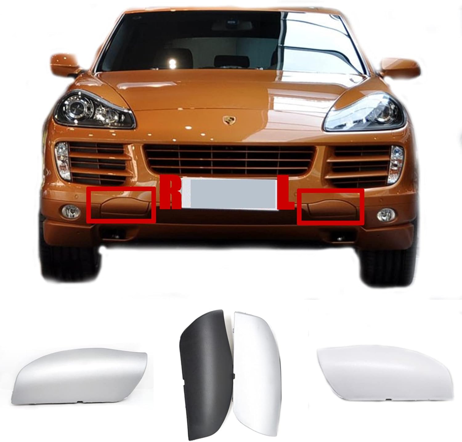Front Pair Tow Cover for 07-10 Porsche Cayenne 9PA1 957 fit Base GTS S Turbo Sport 3.6L 4.8L 2007 2008 2009 2010 Bumper Hook Eye Cap