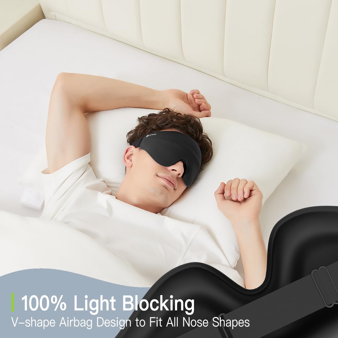 BodyPedia Air 3D Sleep - Antifaz para dormir de lado, máscara 3D para dormir de lado, máscara de ojos 3D para dormir con bloqueo de luz, relajante, cero presión, cubierta de ojos suave y transpirable,