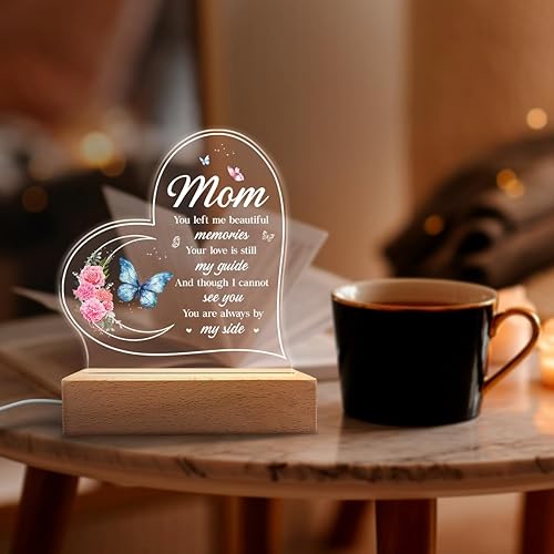 Miniatura 3 de SANDJEST Luz nocturna acrílica para la pérdida de la madre  You Left Me Beautiful Memories regalos de condolencias  Recuerdo de luces nocturnas