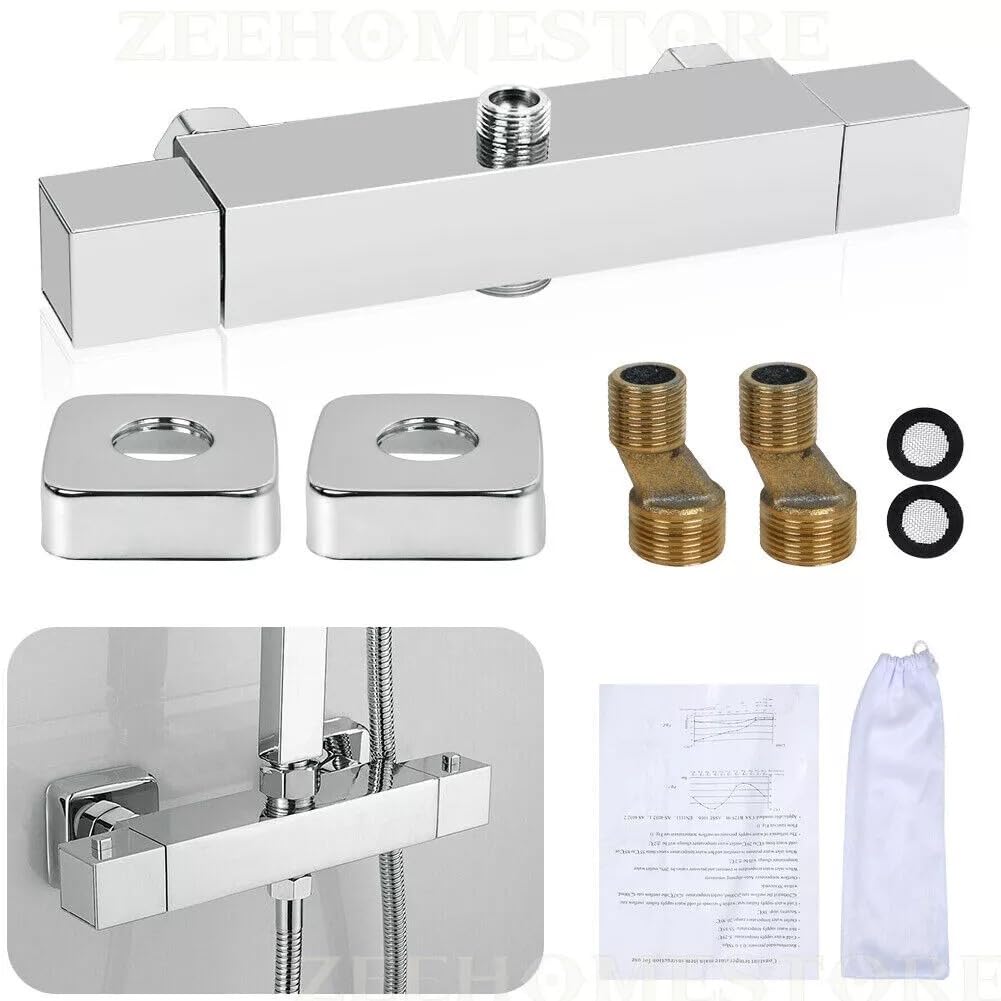 TruSky Pro Thermostatic Shower Mixer Bar, Twin Outlet with 3/4" G Top Outlet and 1/2" G Bottom Outlet, Brass, Chrome Finish - Image 3