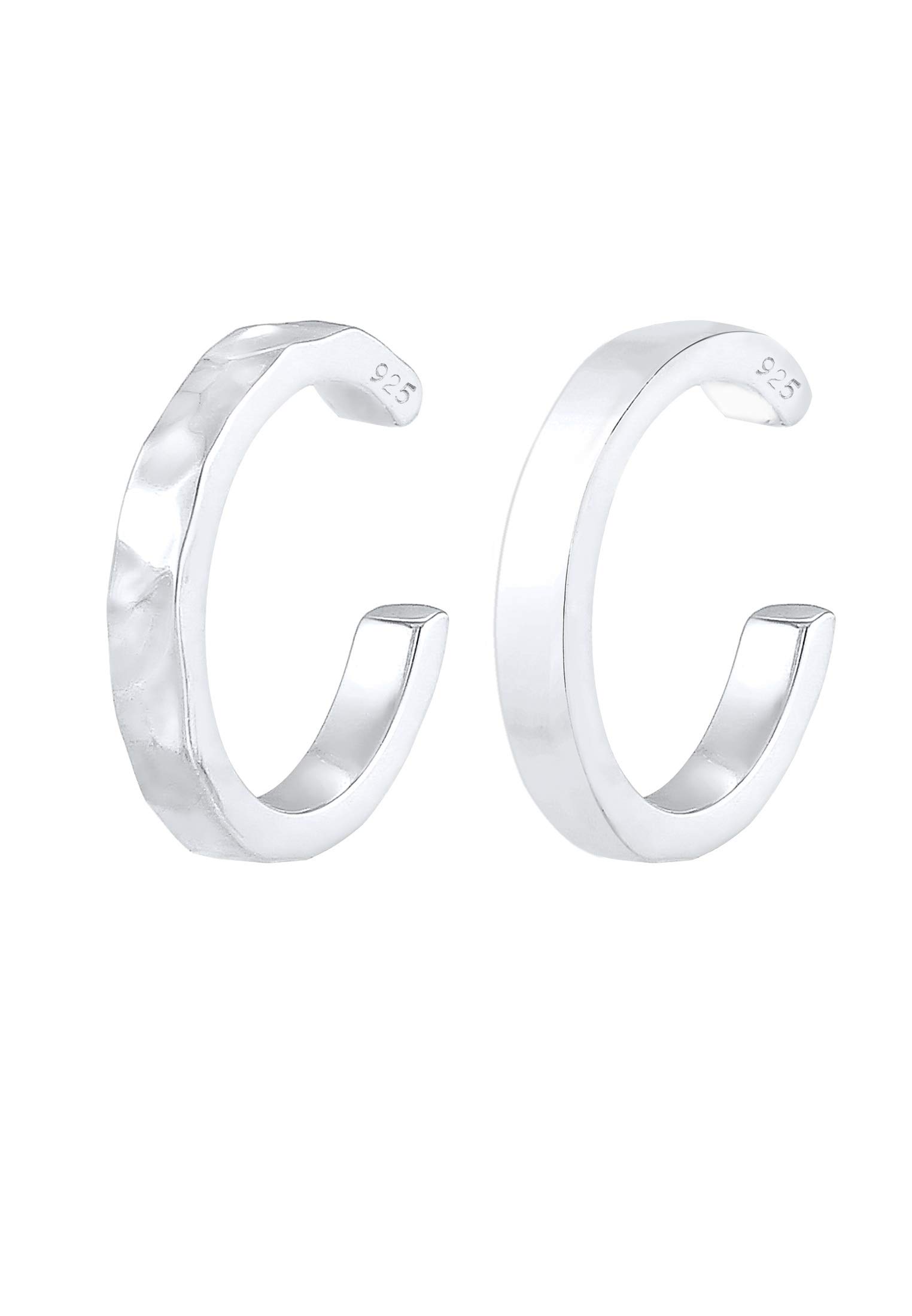 Elli Women's Earrings Set of 2 Organic Look Minimal Basic Adjustable in 925 Sterling Silver