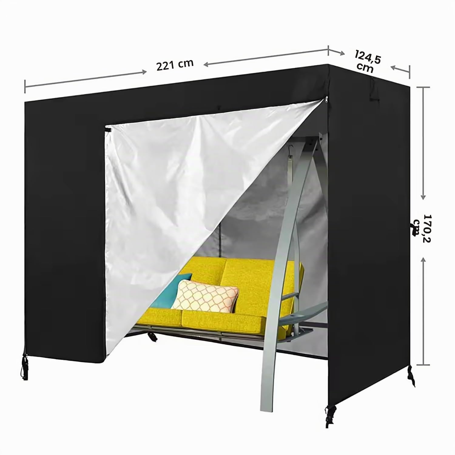 Copertura per Dondolo da Giardino a 3 Posti, Copertura Altalena, Tessuto Oxford 600D Anti-UV, Impermeabile, Antivento per da Giardino Swing 220x135x170cm