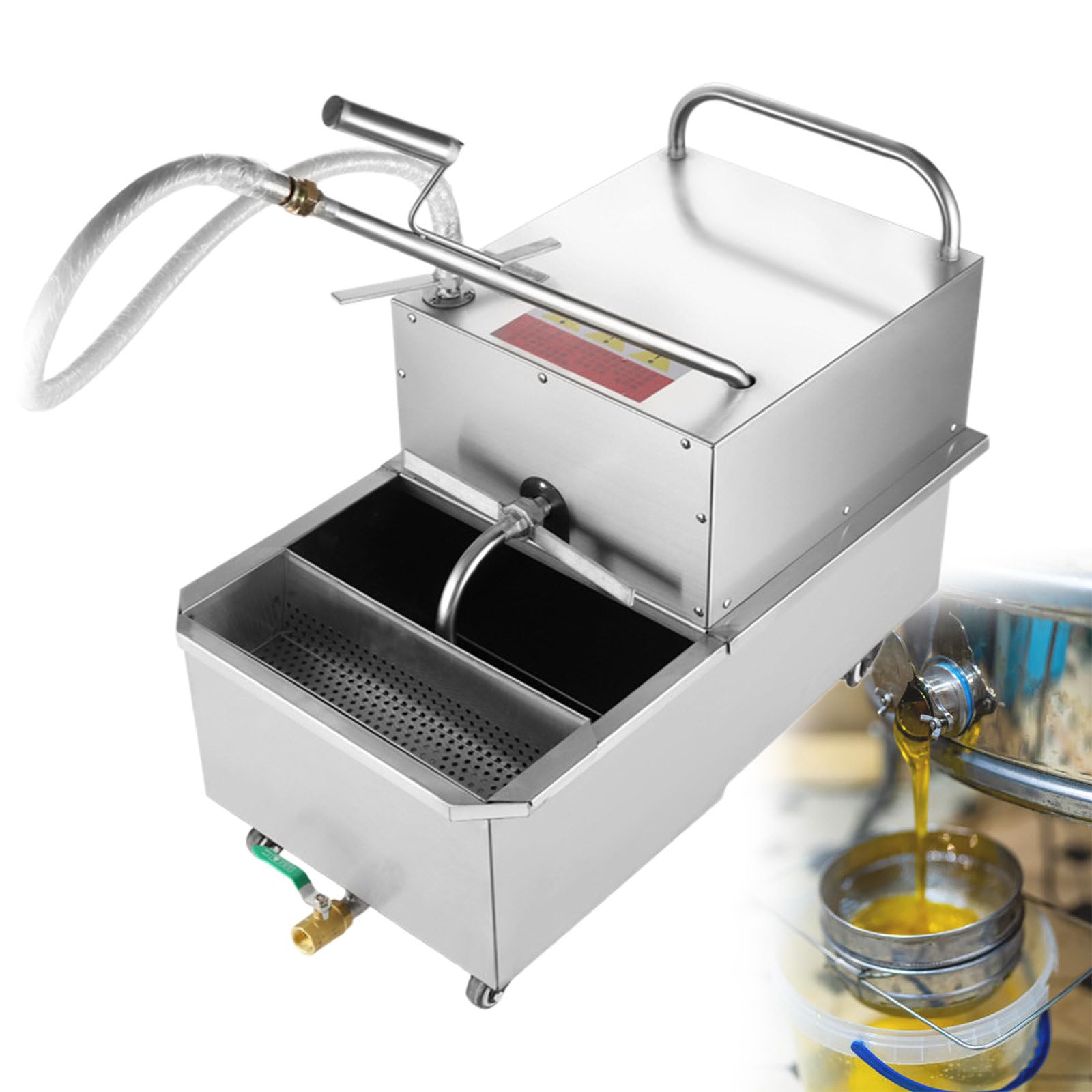 HCZKIUJY 550W Mobile Fryer Filter Machine 65L Fryer Oil Filter Cart, Oil Filtration, Fryer Filter, Frying Oil Filtering for Supermarket Restaurant