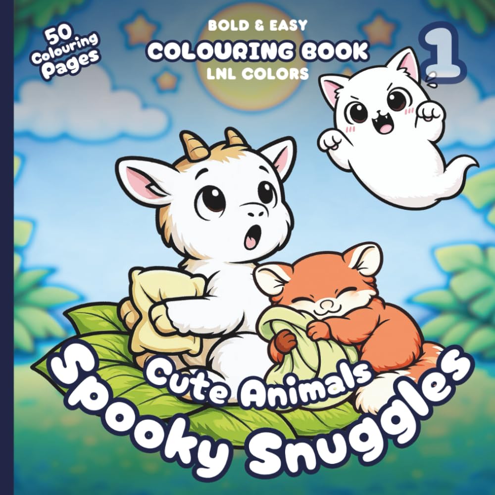 Cute Animals: Spooky Snuggles 1 — Bold and Easy Colouring Book for All Ages: 50 Cozy Colouring Pages for Relaxation | Friendly Ghosts, Funny Startles & Cozy Scares