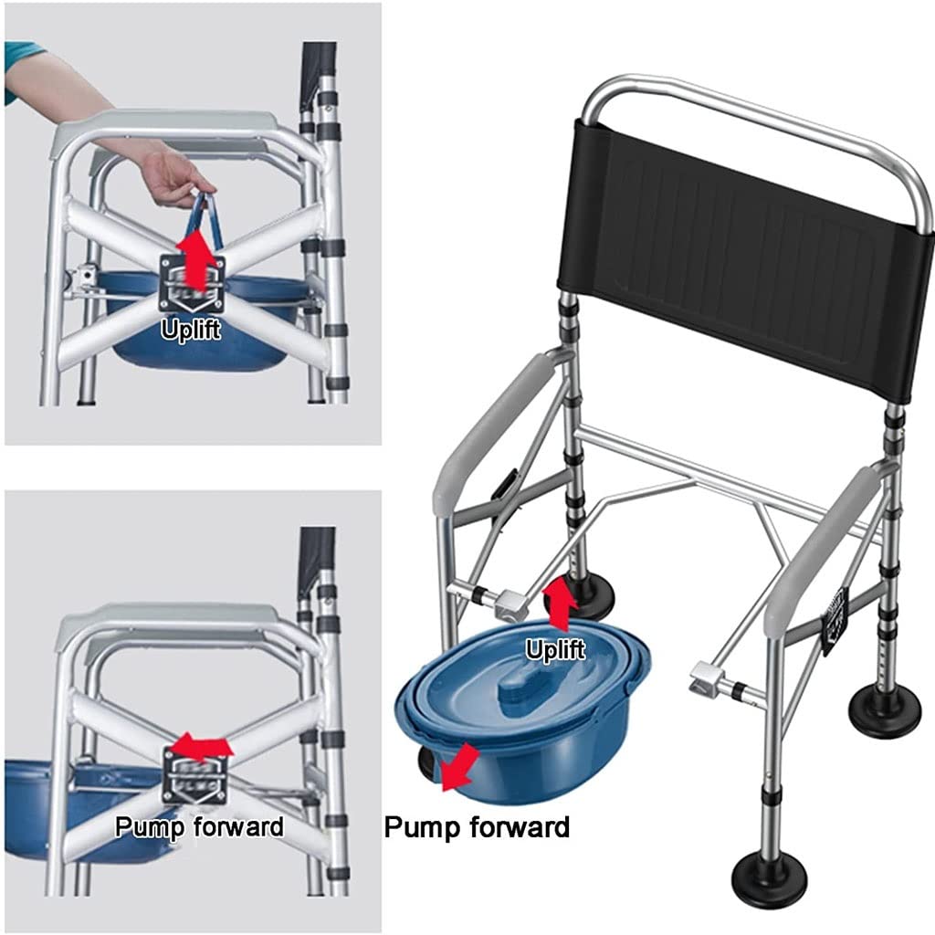 Składana Komoda/Krzesełko Pod Prysznic Krzesło składane Commodes, przenośne krzesło toaletowe, krzesło prysznicowe regulowane wysokość, wygodne wymienne krzesło toaletowe, ładunek 300 kg Krzesło alter